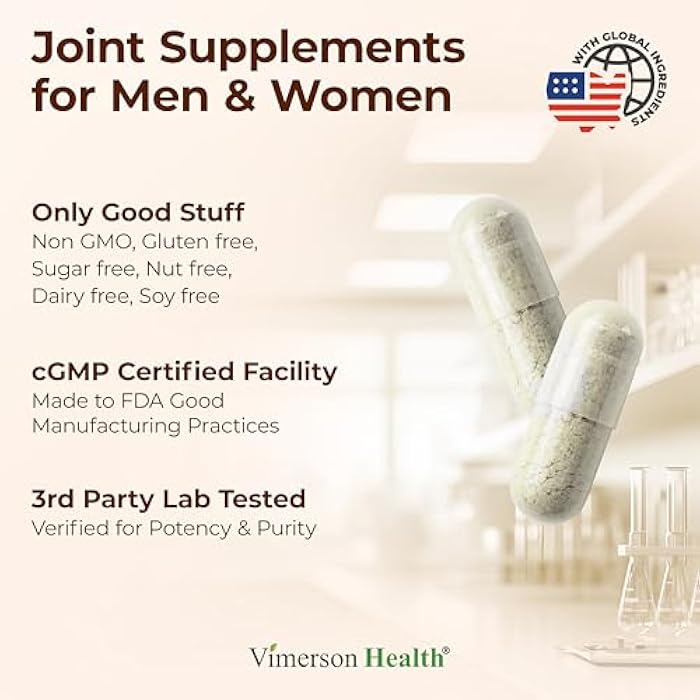 Vimerson Health Joint Support Supplement with Glucosamine Sulfate, Hyaluronic Acid, Boswellia & MSM – Supports Joint Health, Mobility & Bone Strength – for Daily Use – FSA Eligible 60 Capsules - Image 4