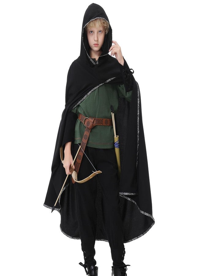 Ezuwail طقم أزياء عصر النهضة للأولاد من إيزوايل، مكون من 4 قطع، يتضمن زيّ الفايكنج من العصور الوسطى للأطفال، مناسب للهالوين، مع إكسسوارات عصر النهضة، وعباءة الفايكنج وحزام. - Image 1