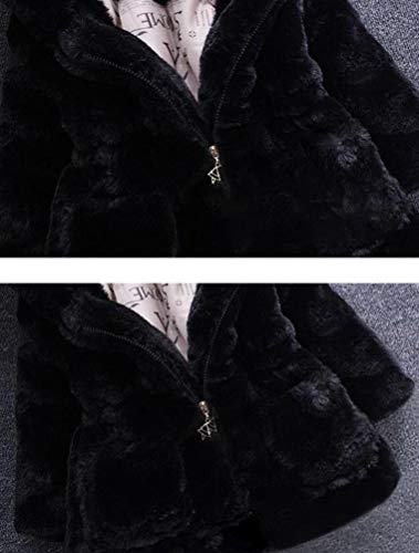 Mallimoda Girls Winter Warm Coats Ear Hooded Faux Fur Fleece Jacket Black 34 Years - Image 3