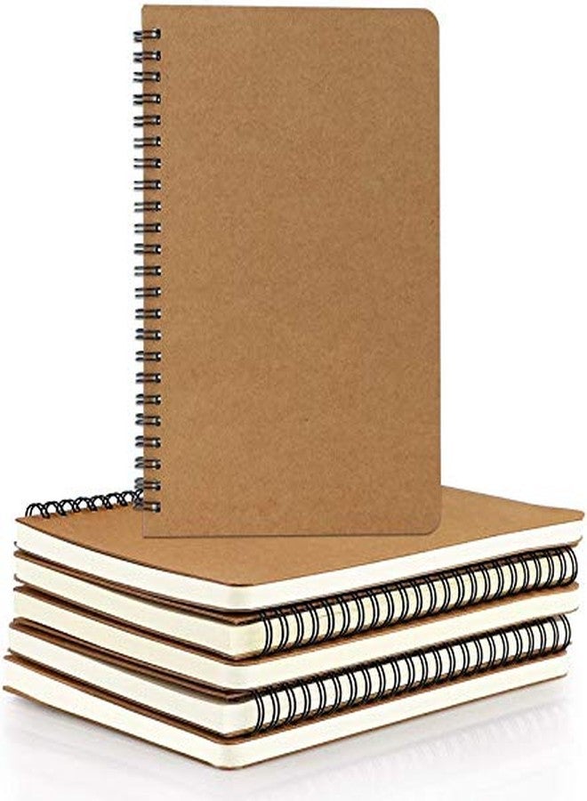 Edulearnable College Spiral Notebook,A5 3 Pcs Pack,Size 5.5X8.2 Inches Blank Travel Writing Notebooks Journal,Memo Notepad Sketchbook,Students Office Business Subject Diary Book Journal-Kraft Cover,120 Pages - Image 1