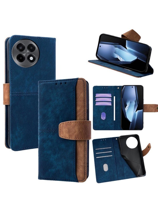 HuHa For OnePlus Ace 5 / 5 Pro Color Stitching Skin Feel Leather RFID Blocking Phone Case(Blue) - Image 1