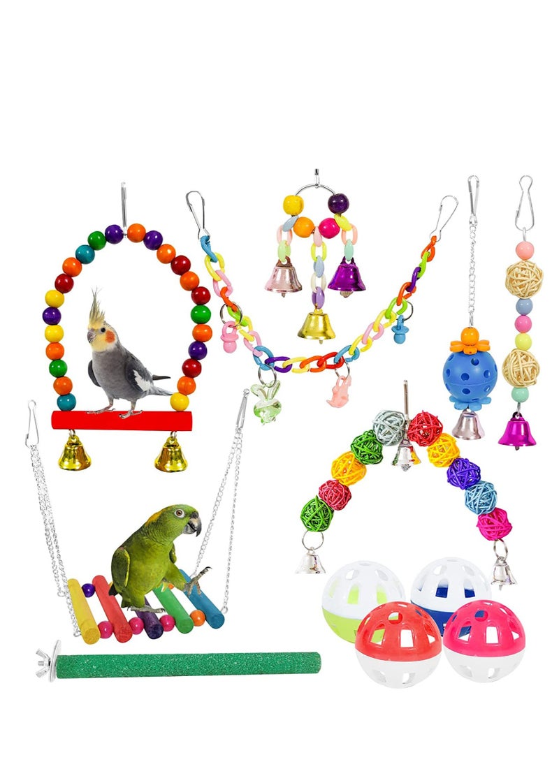 الببغاء لعبة الطيور اللعب مجموعة 12 قطعة الأليفة مجموعة اللوازم