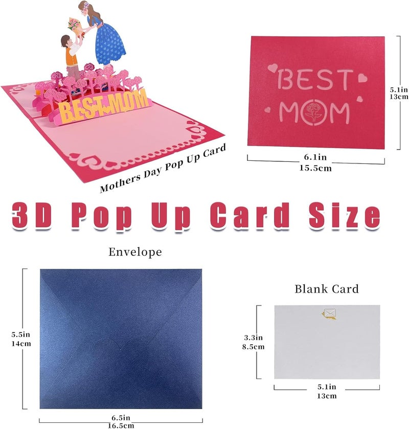 كاست ويف بطاقة عيد الأم ثلاثية الأبعاد المنبثقة وبطاقة عيد ميلاد للأم - بطاقة رسالة فريدة للزوجة أو الابنة أو الجدة - تتضمن ظرفًا فارغًا، مثالية للاحتفال باللحظات الخاصة - Image 5