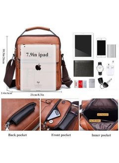 Jeep Buluo Men's Messenger Bag Leather Crossbody Sling Bag Business Tote Black  - Image 4
