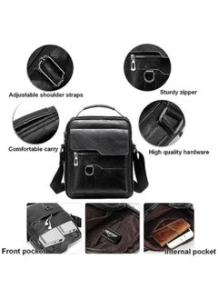 Jeep Buluo Men's Messenger Bag Leather Crossbody Sling Bag Business Tote Black  - Image 3