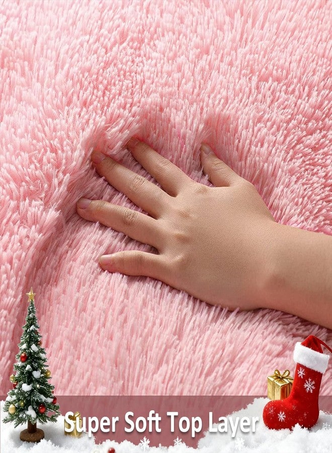 Ophanie Pink Area Rugs for Bedroom Girls, 5x8 Kids Fluffy Fuzzy Furry Shag Carpet, Plush Soft Cute Baby Shaggy Bedside Indoor Floor Rug for Teen Dorm Home Decor Aesthetic, Nursery - Image 2