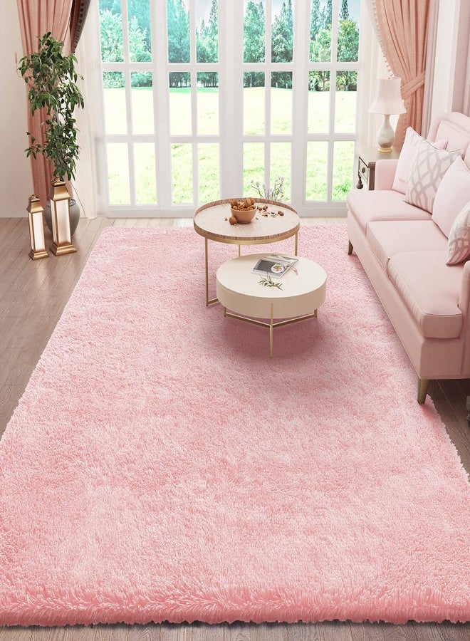 Ophanie Pink Area Rugs for Bedroom Girls, 5x8 Kids Fluffy Fuzzy Furry Shag Carpet, Plush Soft Cute Baby Shaggy Bedside Indoor Floor Rug for Teen Dorm Home Decor Aesthetic, Nursery - Image 1