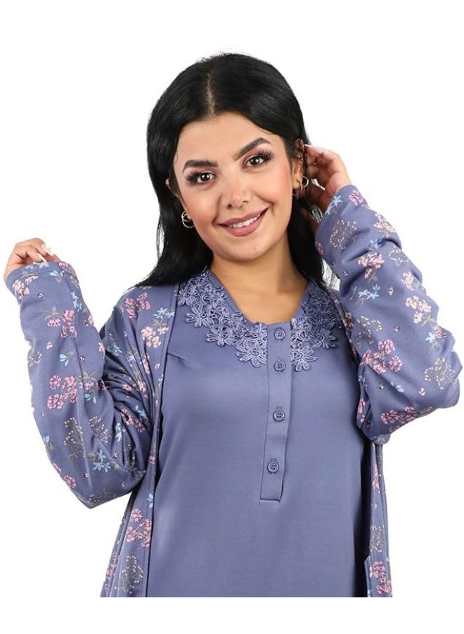 Dadoush Daadosh Women's Nightgown and Winter Robe Set - Nightgown and Dress Set - Nightgown and Long Women Nightgown by Dadosh - Image 2