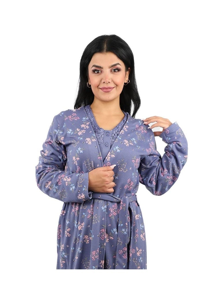 Dadoush Daadosh Women's Nightgown and Winter Robe Set - Nightgown and Dress Set - Nightgown and Long Women Nightgown by Dadosh - Image 5
