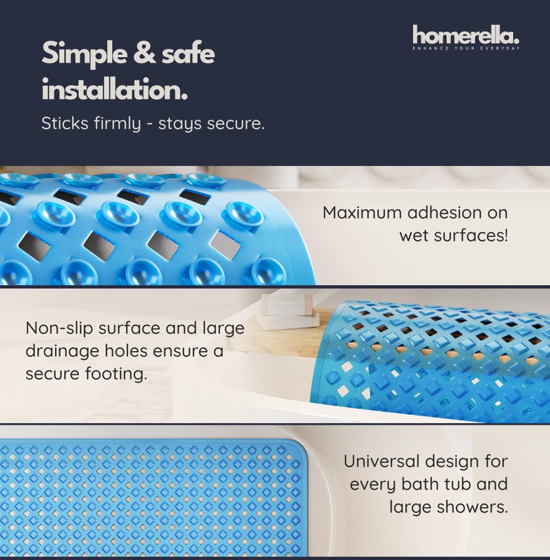 Homerella Bathtub Mat Non Slip 35x16 - homerellaÂ® Bath Mat Incl. Hooks for Drying, Extra Long, 100% BPA Free, Shower Mat Non Slip Anti Mold, Machine Washable, Shower Mats for Inside Shower Mildew Resistant - Image 4
