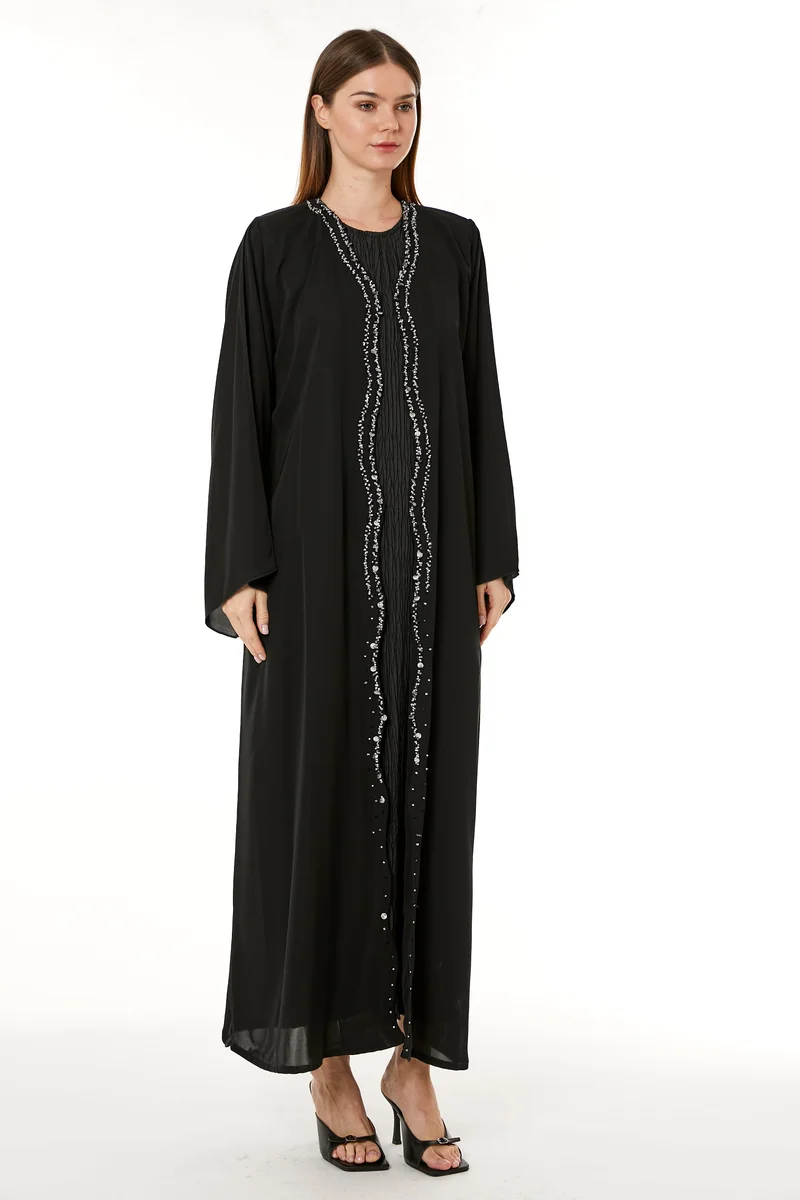 Moistreet Embellished Flared Sleeve Abaya