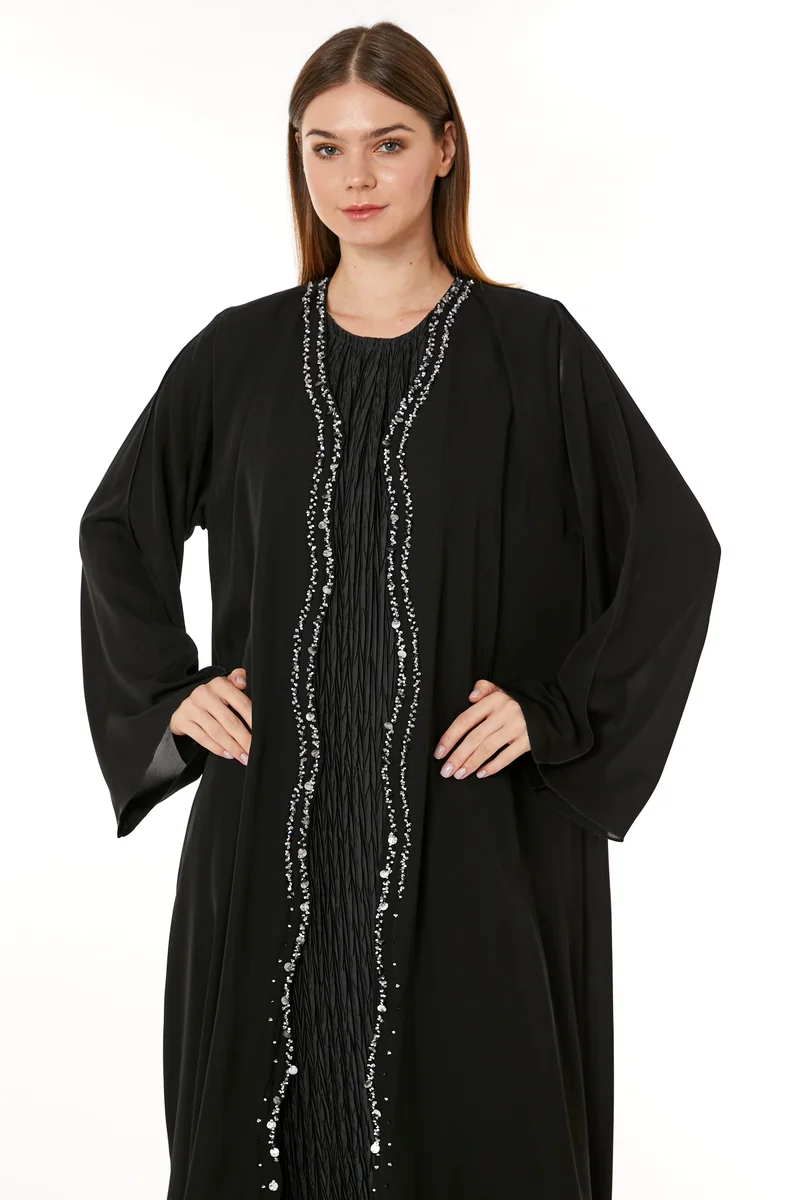 Moistreet  Embellished Flared Sleeve Abaya for Women | Best Price UAE
