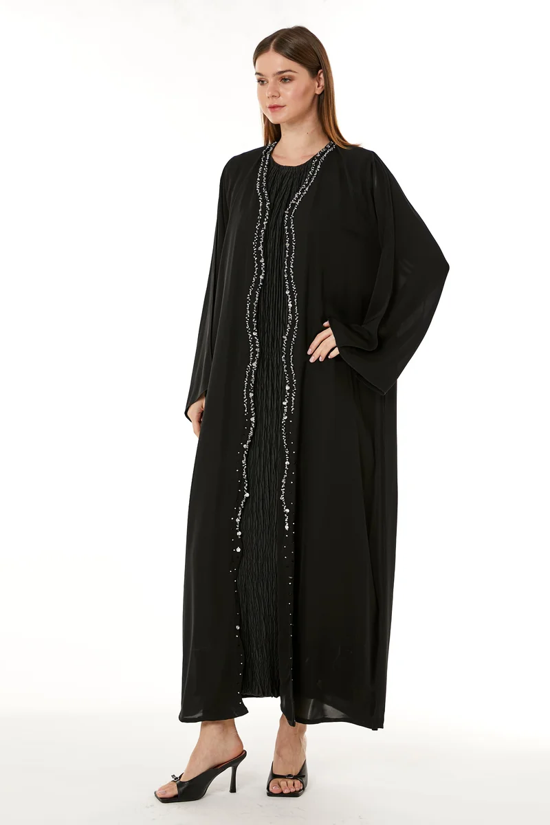 Moistreet Embellished Flared Sleeve Abaya