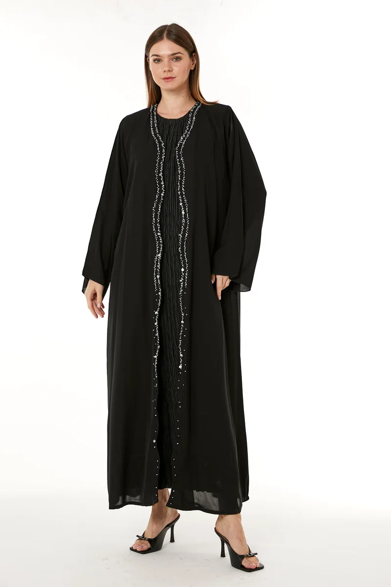 Moistreet  Embellished Flared Sleeve Abaya for Women | Best Price UAE