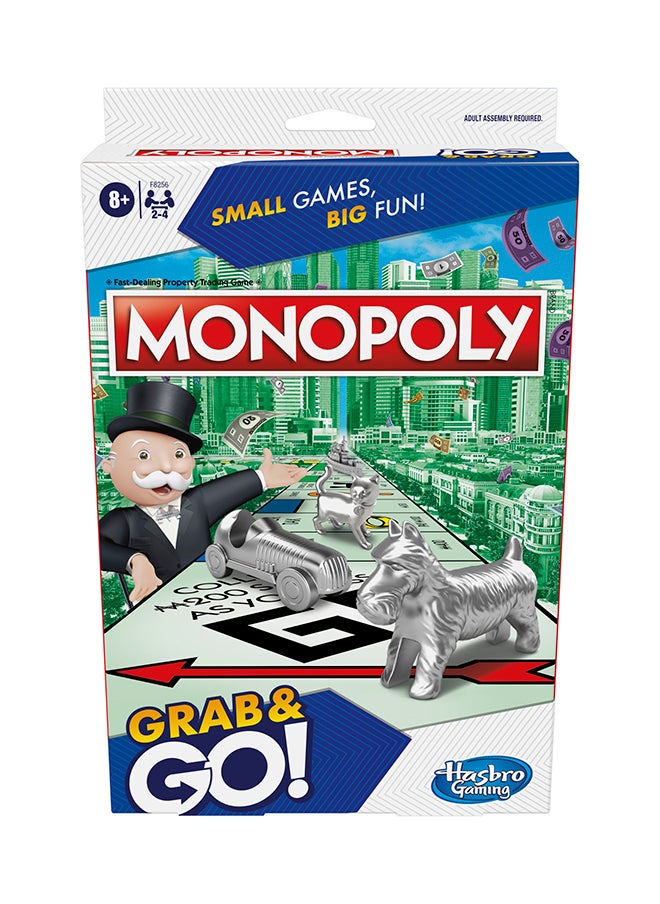Monopoly Monopoly Grab and Go Game for Kids Ages 8 and Up, Portable Game for 2-4 Players, Travel Game for Kids  - Image 5