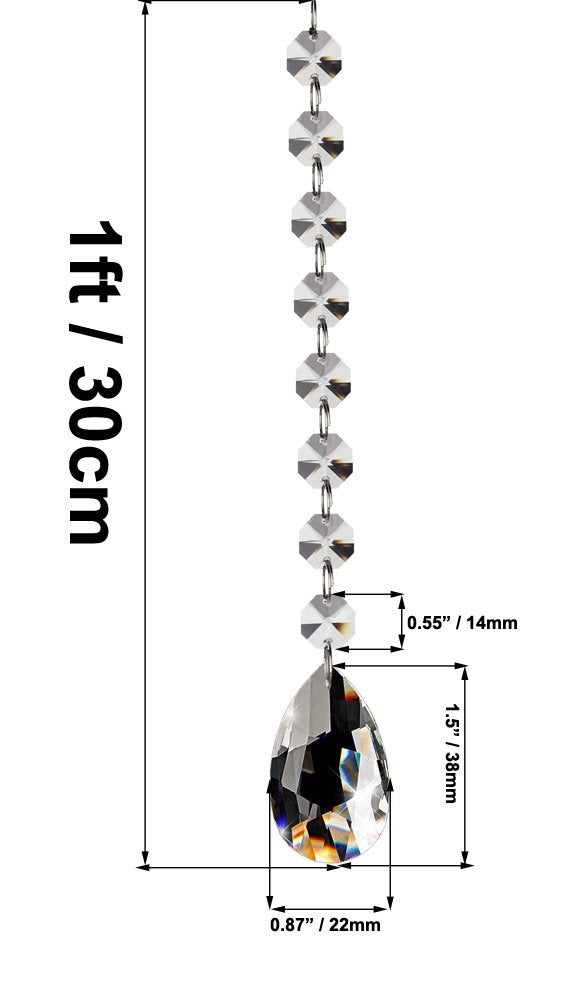 Fushing 10Pcs 1ft Teardrop Crystal Strands, Hanging Crystal Beads Chain Garland, Crystal Chandelier Pendants Parts Glass Beads - Image 2