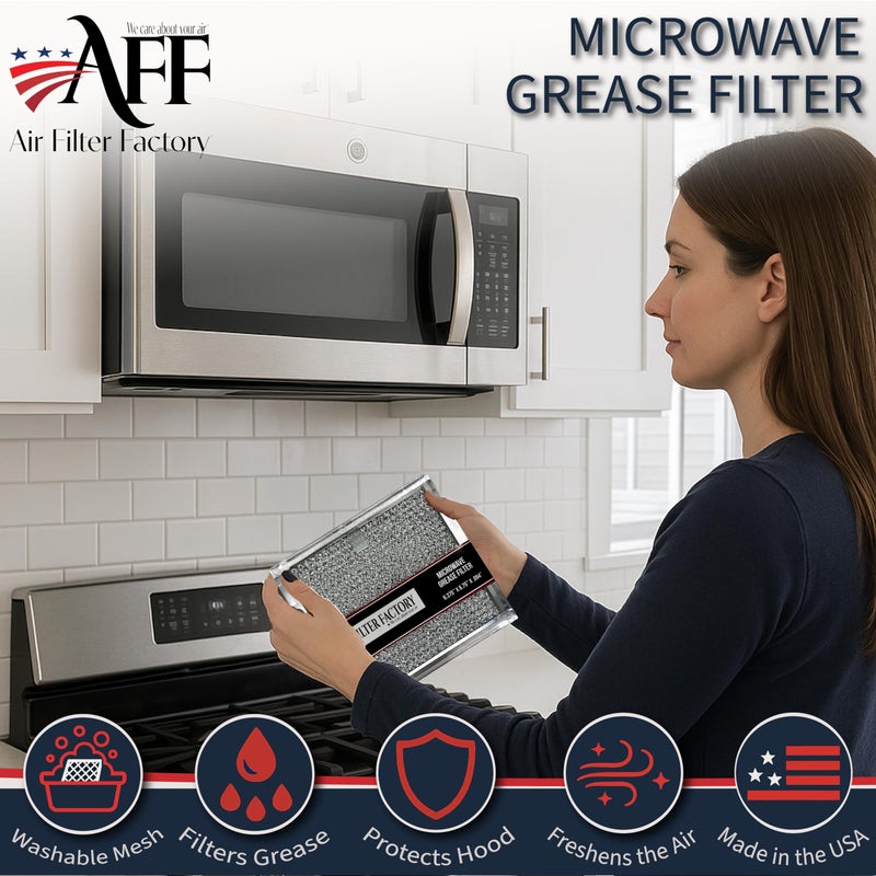 Air Filter Factory Microwave Filter 6.75" X 6.34" DE63-00666A Replacement For Samsung Over The Range Kitchen Oven Vent Grease Screen Fits AP5306190 2-Pack - Image 2
