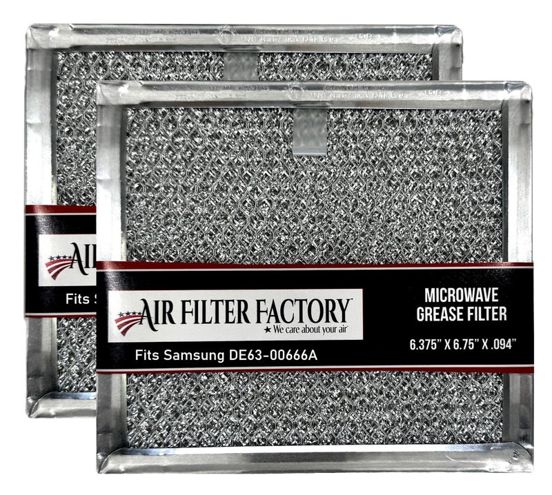 Air Filter Factory Microwave Filter 6.75" X 6.34" DE63-00666A Replacement For Samsung Over The Range Kitchen Oven Vent Grease Screen Fits AP5306190 2-Pack - Image 1