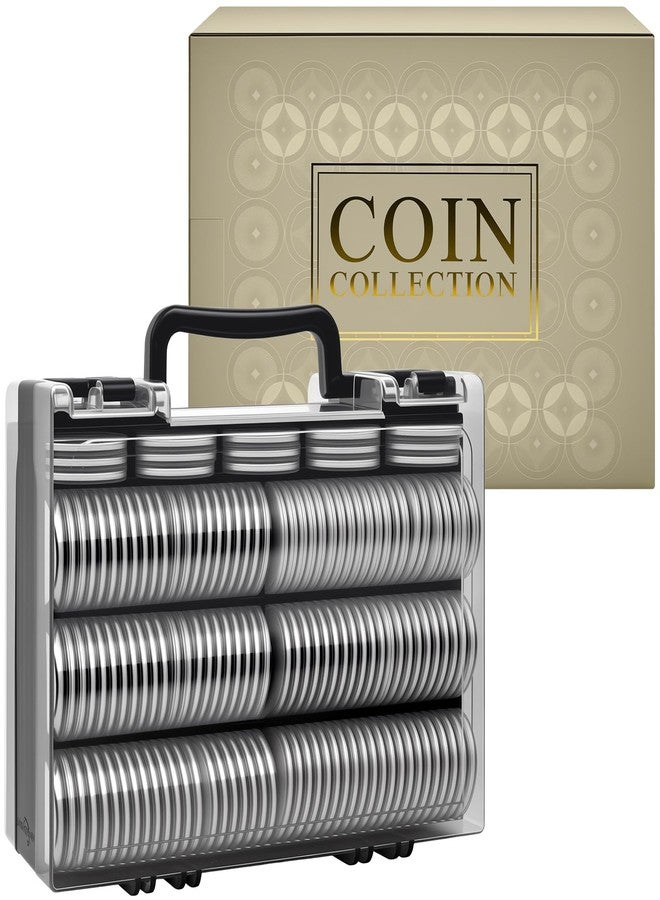 ALCYON Coin Collector Case Holder with 141 pcs Capsules with Foam Gaskets & 220 Dollar Bill Sleeve - All-in-One Coin Collection Supplies Storage Organizer Box for Secure Coin and Paper Money Display- Black - Image 1