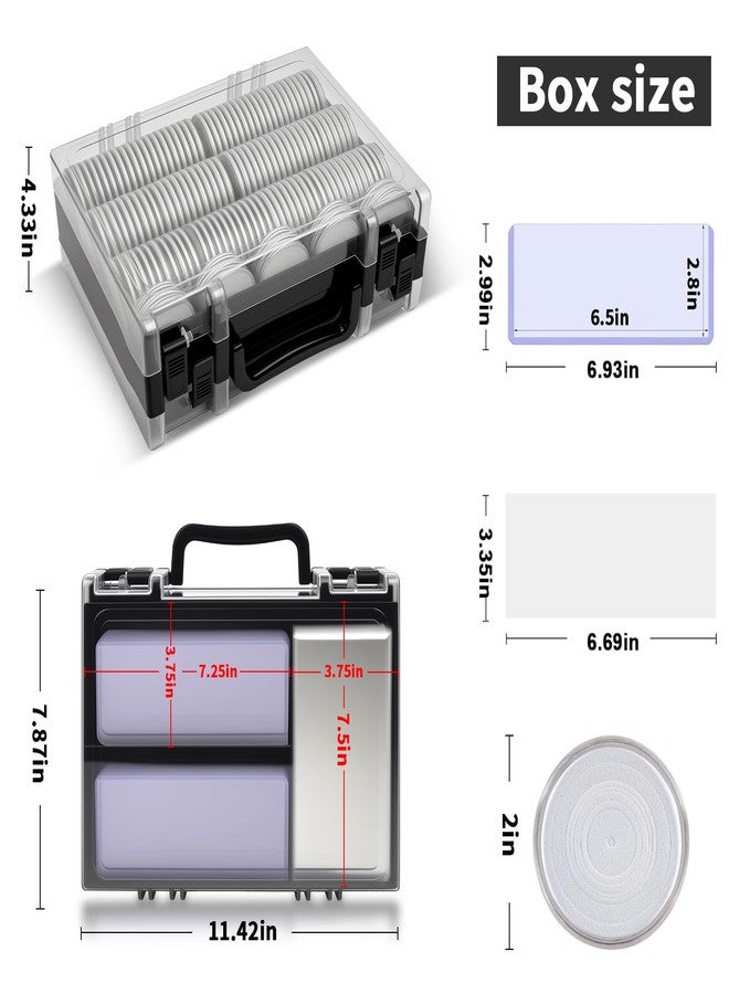 ALCYON Coin Collector Case Holder with 141 pcs Capsules with Foam Gaskets & 220 Dollar Bill Sleeve - All-in-One Coin Collection Supplies Storage Organizer Box for Secure Coin and Paper Money Display- Black - Image 3