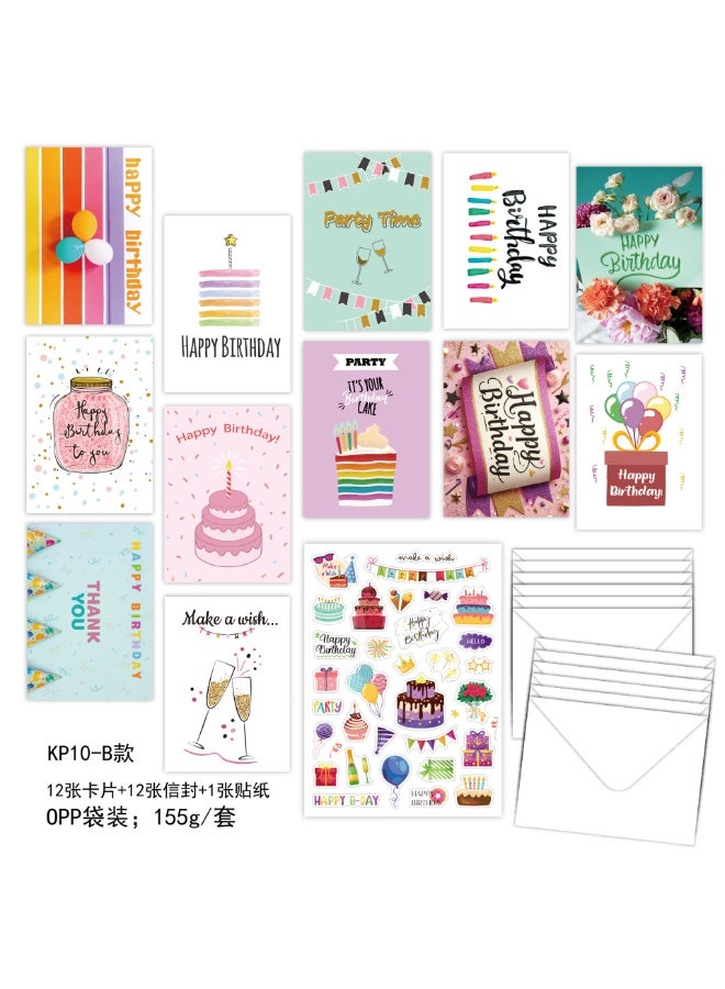 Daytoyz Click to see full view 24 Unique Happy Birthday Cards, Assortment Birthday Cards with Envelopes and Stickers, Premium Quality Blank Inside Cards, Perfect for Personalizing Your Birthday Greetings" - Image 1