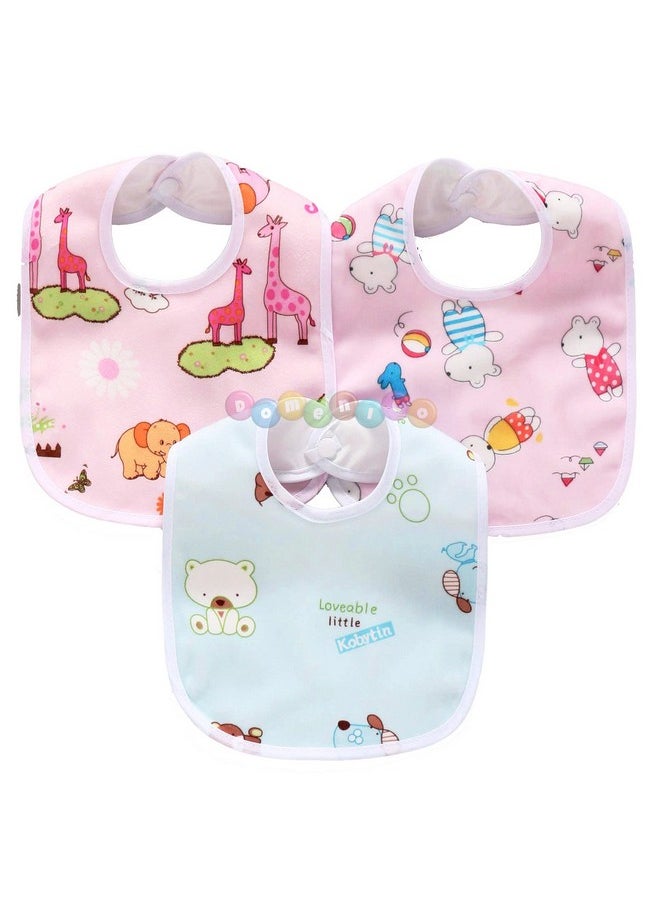 DOMENICO Baby Soft Feeding Bibs/Apron Cute Multi Print|With Tich Button| Waterproof Newborn Baby Bib Set - Pack Of 3  - Image 1