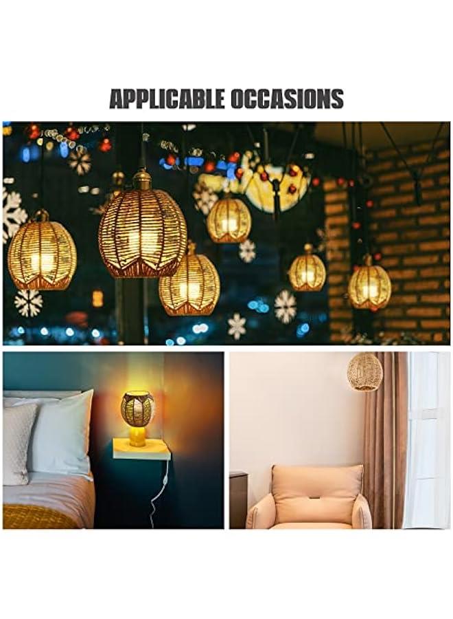Rattan Pendant Lampshade Woven Light Cover Farmhouse Handmade Lamp Shades Chandelier Guard Lamp Cage Art Crafts or Living Room Bedroom Hotel Restaurant Decor  - Image 4