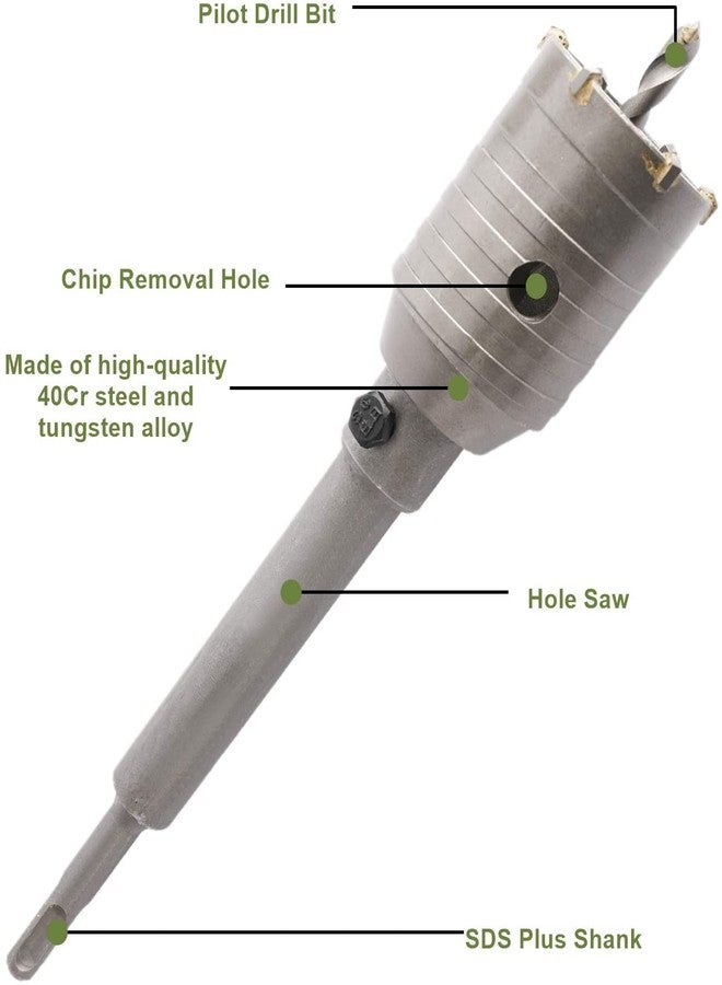 DUMDAAR 30mm 40mm 50mm 65mm SDS Plus Shank Concrete Hole Saw set Cutter with 200mm 300mm 400mm rod cement Stone Wall Punch Reamer Air Conditioner Punch Hollow Drill Bit () - Image 4
