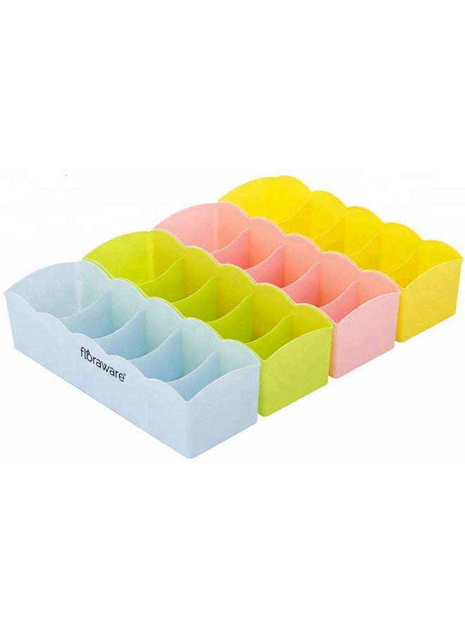 Floraware Floraware Plastic Storage Box Drawer Organizer, Underwear Innerwear Socks Undergarments Storage Drawer Organiser set 4 Multicolour - Image 1