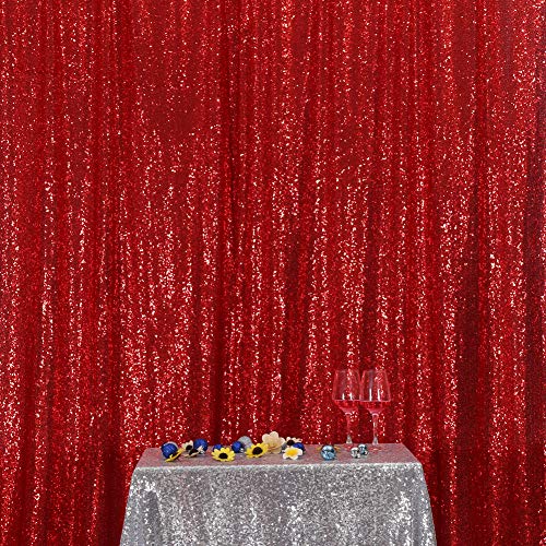 SquarePie Sequin Backdrop 6FT x 8FT Red Curtain Background for Wedding Party Christmas - Image 4