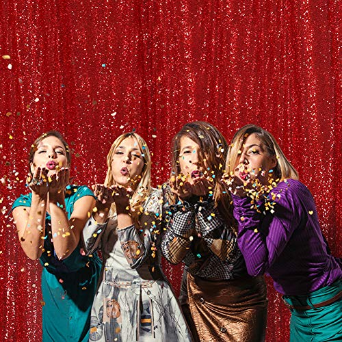 SquarePie Sequin Backdrop 6FT x 8FT Red Curtain Background for Wedding Party Christmas - Image 5