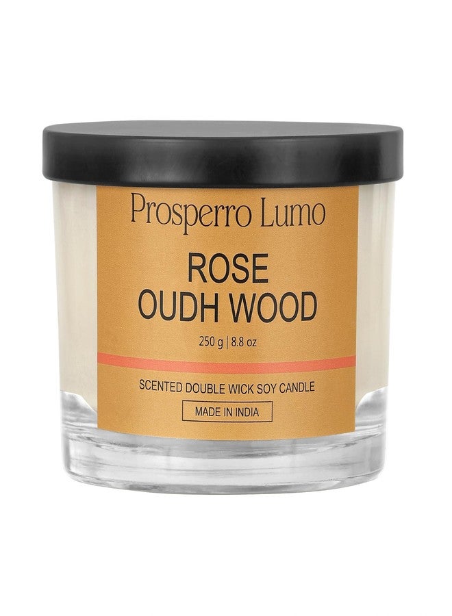 PROSPERRO LUMO by Parkash Candles Premium Scented Soy Wax Candle, 250 gm, 25-30 Hrs | Luxury Aroma Therapy Dual Wick Votive Jar Candle | Scented Candles for Home Decor Gift Set (Rose OUDH Wood) - Image 5