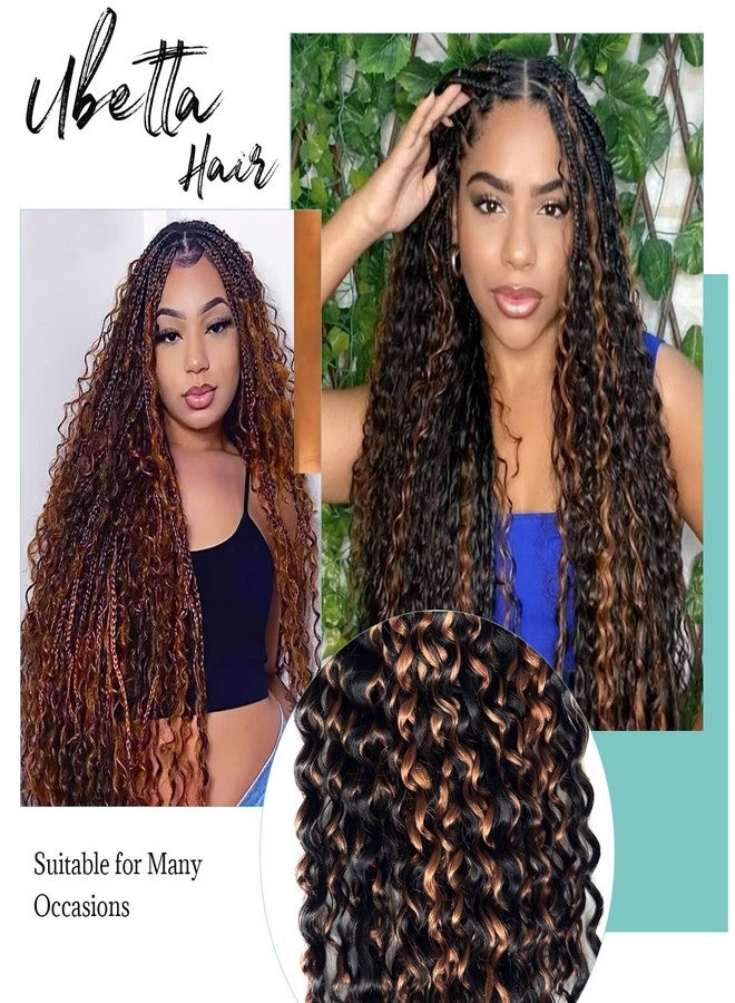 Ubetta Auburn Brown Highlights Braiding Human Hair 2 Bundles 100G Deep Water Wave Curly Human Hair Bulk Boho Hair for Braiding, 22 Inch No Weft 12A Curly Braiding Hair for Boho Braids Human Braiding Hair - Image 4