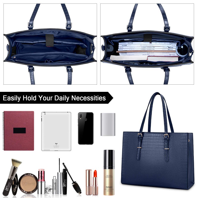 Lubardy Laptop Bag for Women 15.6 Inch Laptop Tote Bag Leather Classy Computer Briefcase for Work Waterproof Handbag Professional Shoulder Bag Women Business Office Bag Large Capacity - Image 2