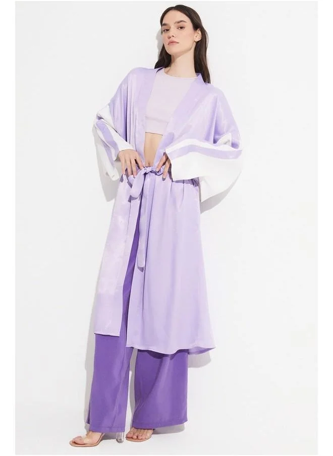 جون June Women Exclusive 100% Viscose Printed Woven Kimono&Caftan Lilac