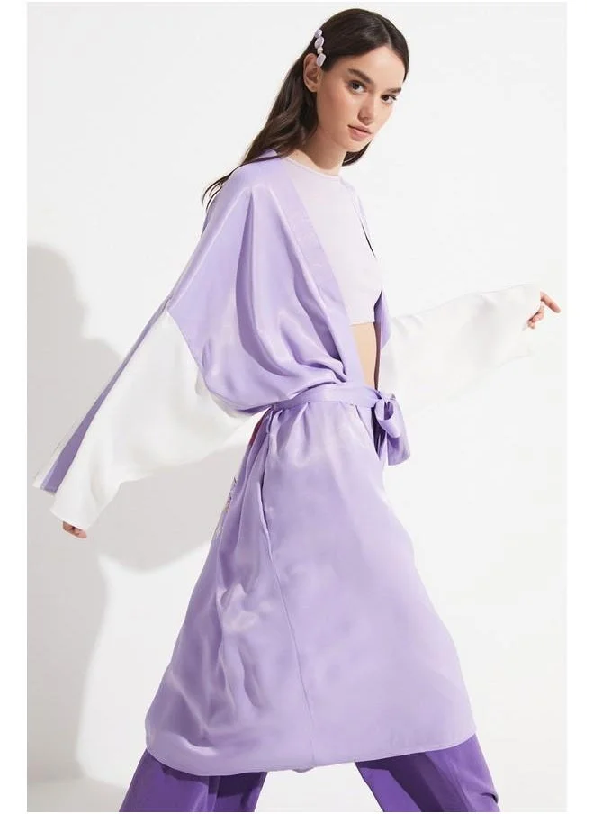 جون June Women Exclusive 100% Viscose Printed Woven Kimono&Caftan Lilac