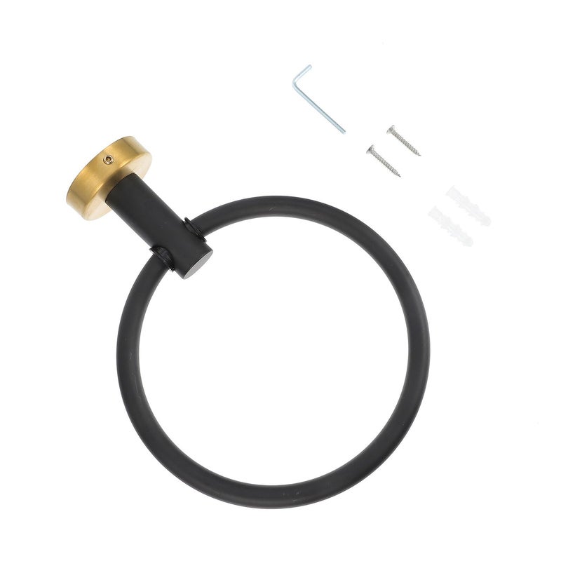 Stainless Steel Towel Ring Holder Wall Mounted Black Gold Finish Modern Bathroom - Image 2