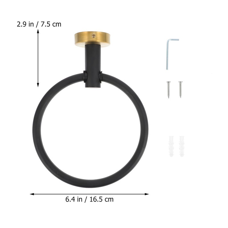 Stainless Steel Towel Ring Holder Wall Mounted Black Gold Finish Modern Bathroom - Image 4