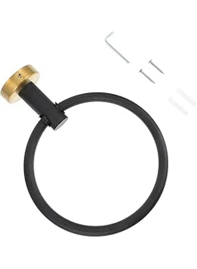 Stainless Steel Towel Ring Holder Wall Mounted Black Gold Finish Modern Bathroom - Image 1
