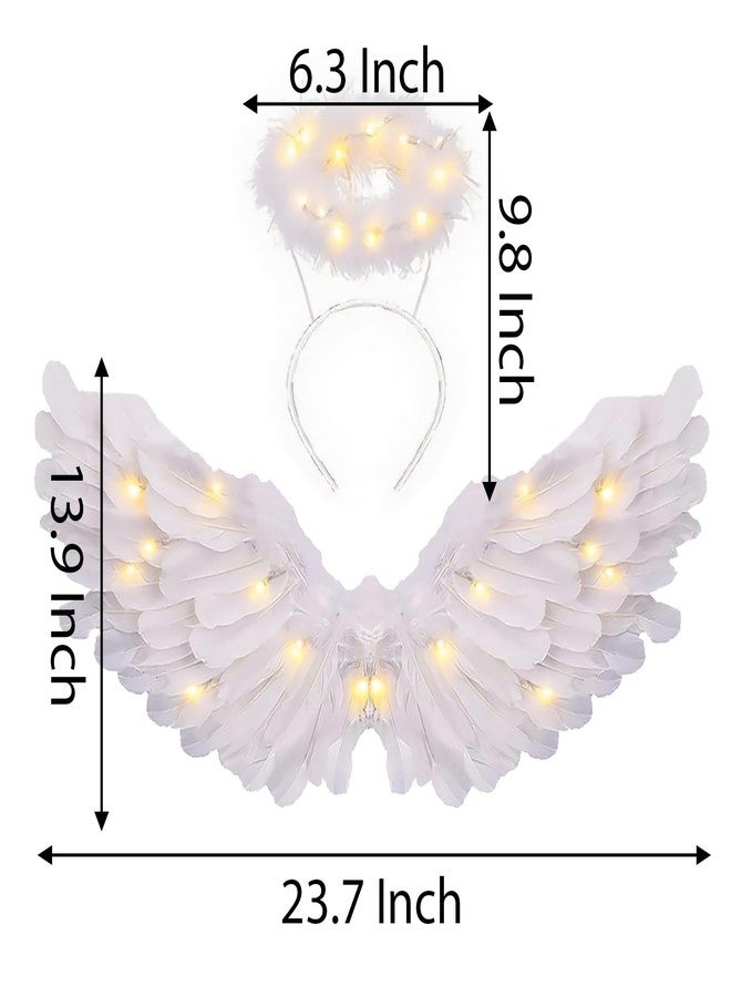 CLONG Angel Costume Wings and Halo White Wings for Girls Kids Women Halloween (White, Medium) - Image 5