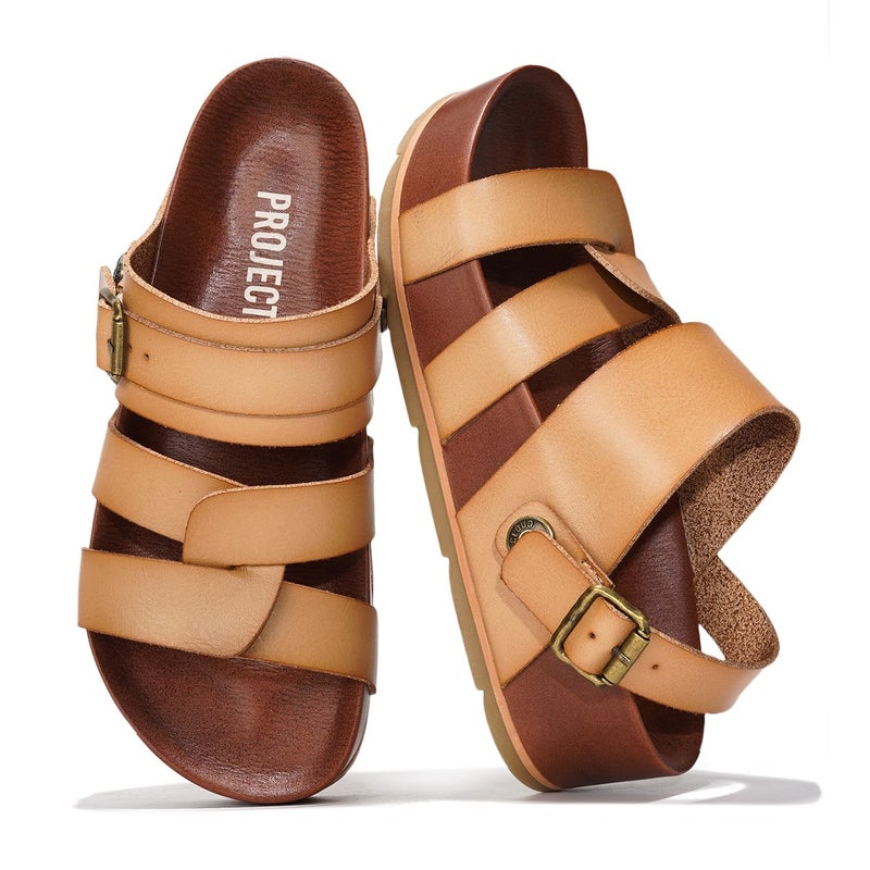 Project Cloud Platform Sandals Women â€“ Strappy Wedges with Comfortable Plush & Soft Insole â€“ Lightweight & Non Slip Platform Sandals for Women 2026 (Proud,DUNE,10) - Image 1