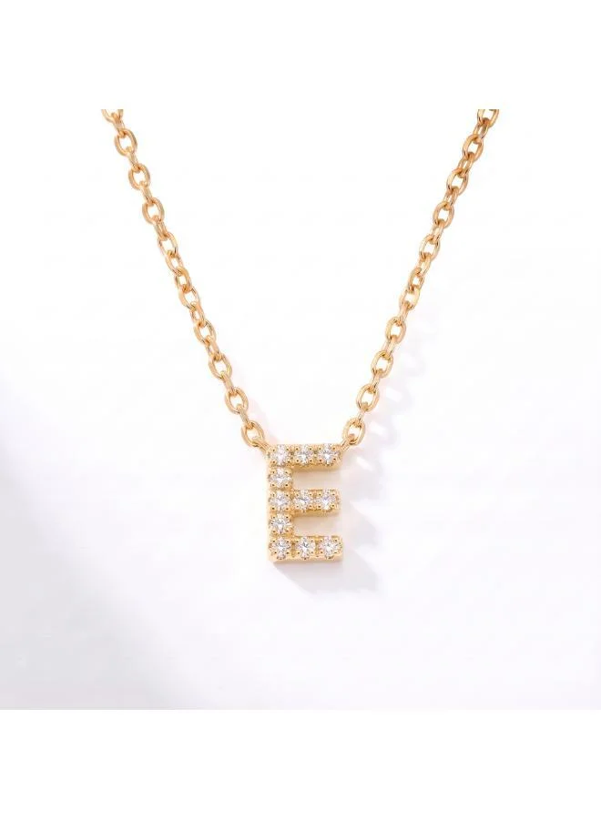 Letter E  Initial Pendant Necklace 18k Gold Plated