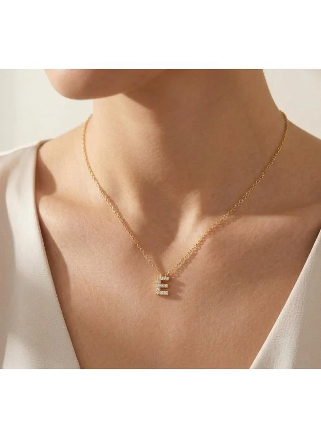 Rovaux  Letter E  Initial Pendant Necklace 18k Gold Plated for Women | Best Price UAE