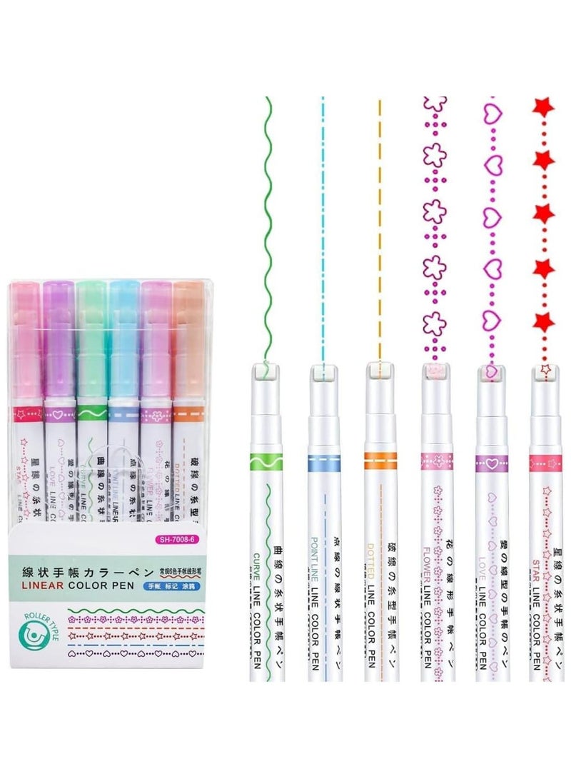Generic Curved Marker Set 6 Colors Art Markers for Kids Adults Coloring Pens Coloring Books Writing Scrapbooking Great for Card Decorating  - Image 1