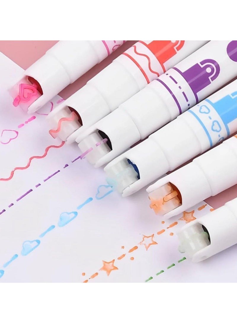 Generic Curved Marker Set 6 Colors Art Markers for Kids Adults Coloring Pens Coloring Books Writing Scrapbooking Great for Card Decorating  - Image 4