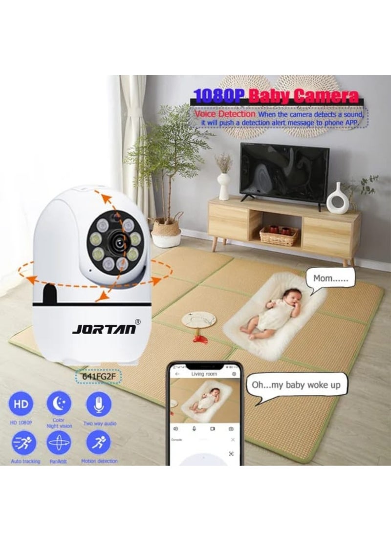 جورتان كاميرا JORTAN 1080P للأطفال، مراقبة الأطفال، IP44، التحدث في اتجاهين، كشف الحركة، تتبع الحركة، رؤية ليلية ملونة، تحكم 360 درجة / 90 درجة PTZ، كاميرا أمان داخلية.، كاميرا أطفال - Image 2