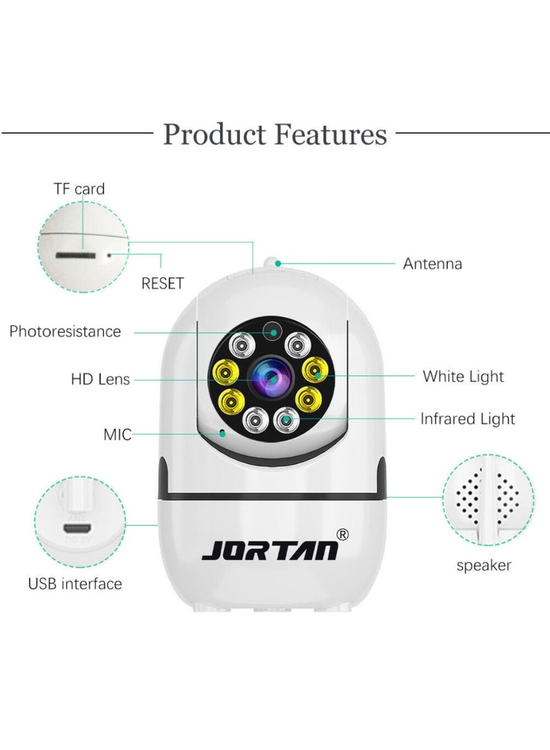 جورتان كاميرا JORTAN 1080P للأطفال، مراقبة الأطفال، IP44، التحدث في اتجاهين، كشف الحركة، تتبع الحركة، رؤية ليلية ملونة، تحكم 360 درجة / 90 درجة PTZ، كاميرا أمان داخلية.، كاميرا أطفال - Image 3