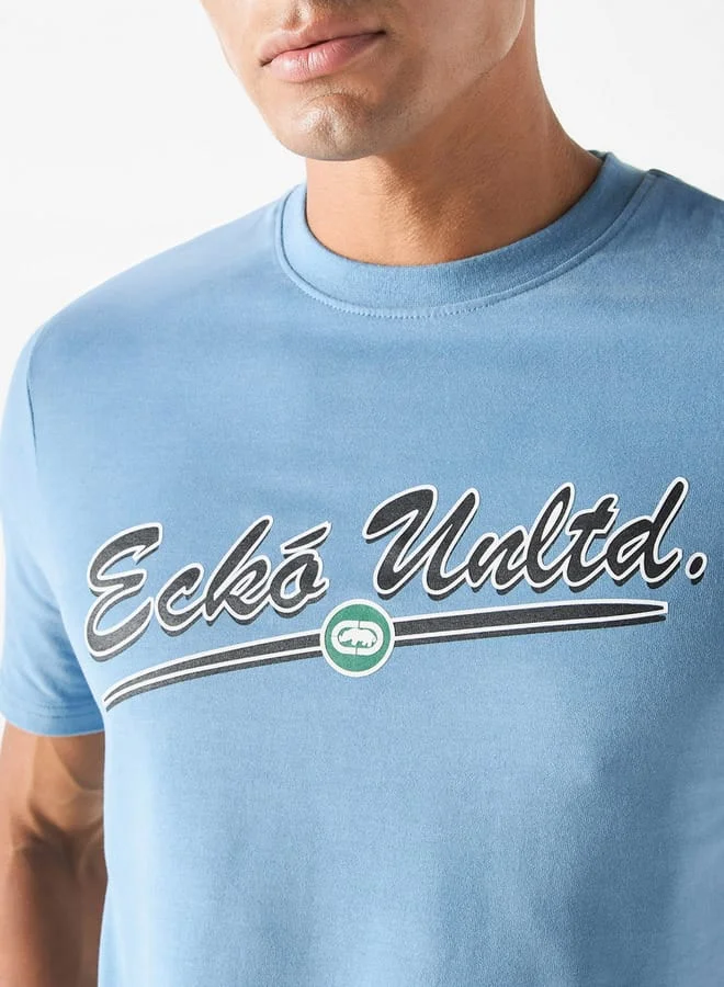 Ecko Unltd. Ecko Unltd Logo Print Crew Neck T-shirt with Short Sleeves