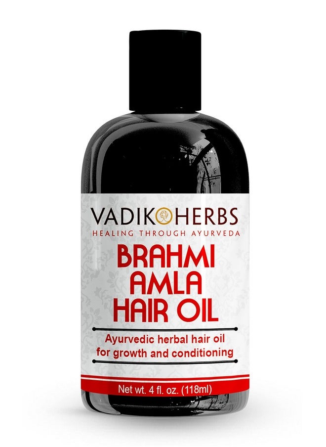 Vadik Herbs Brahmiamla Hair Oil (4Oz) Promotes Excellent Hair Growth And Conditioning With Rosemary Oil ; All Natural Herbal Solution For Hair Loss Thinning Hair Balding ; Beard Oil As Well  - Image 1