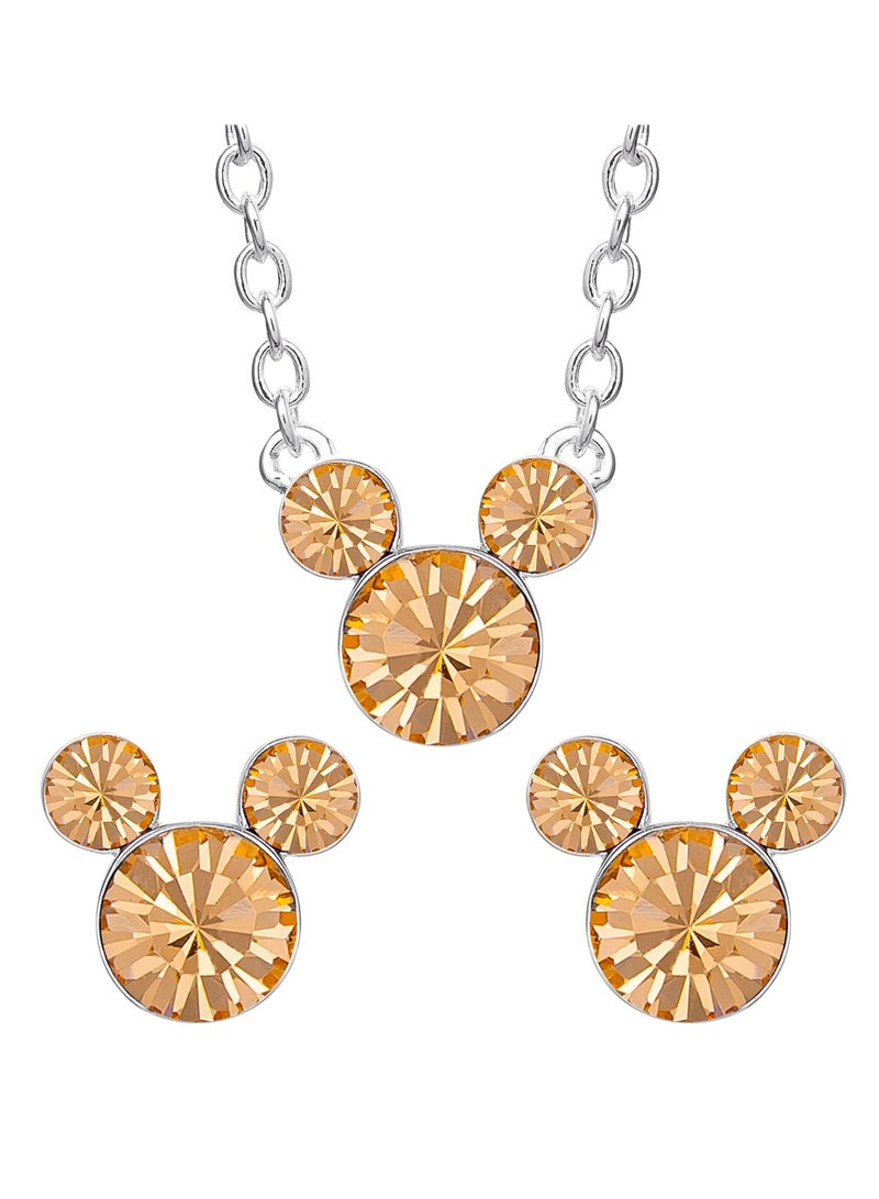Disney Disney Mickey Mouse June Birthstone in Brass Plated Necklace & Earring Set  - Image 1